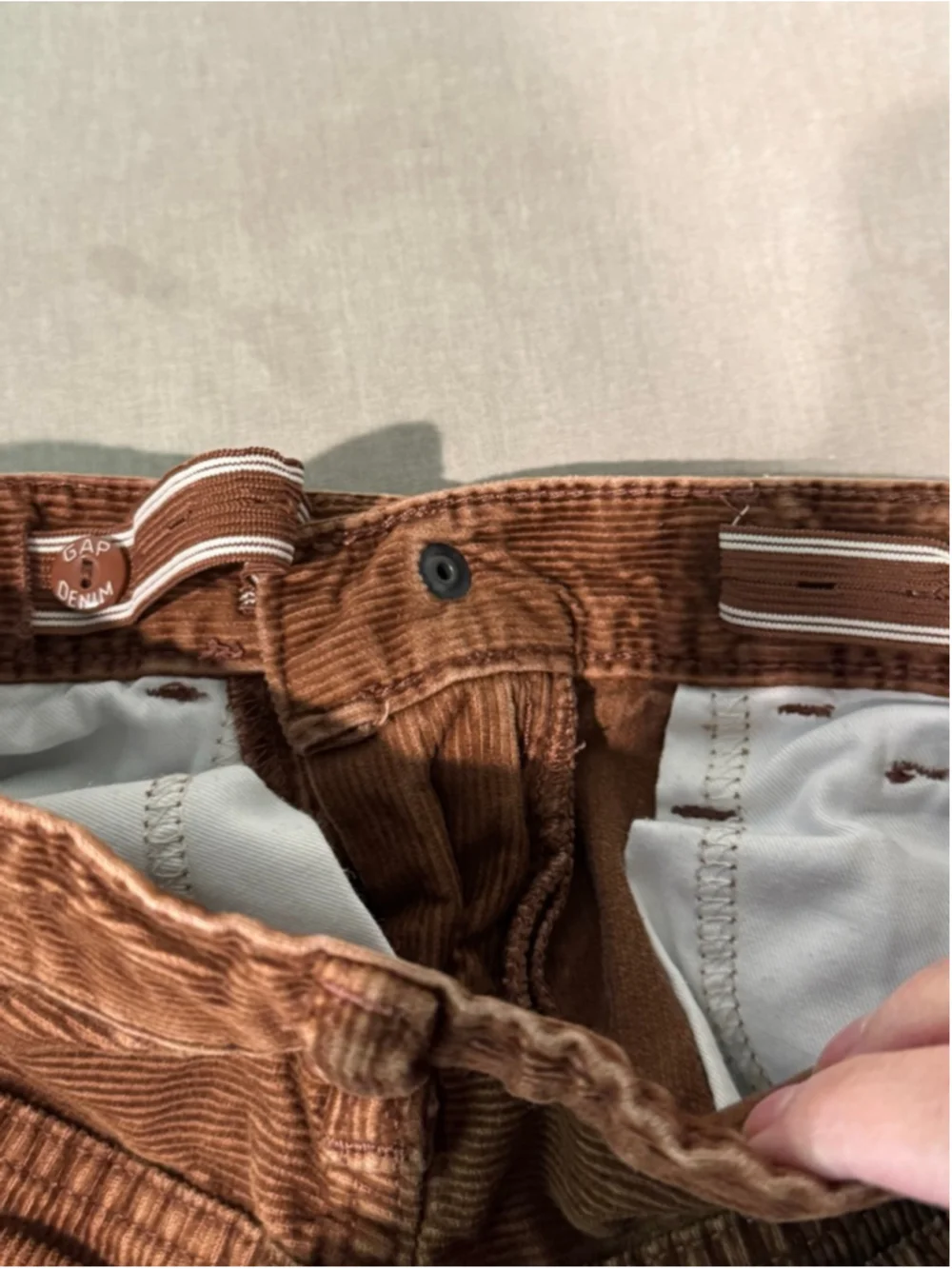 Boys Gap Brown Corduroy '90s Original Straight Jeans Size 8 adjustable waist